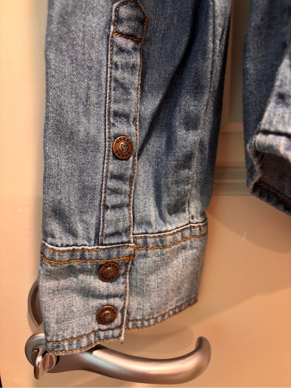 Guess Blue Denim Snap-Front Shirt - Picture 7 of 7